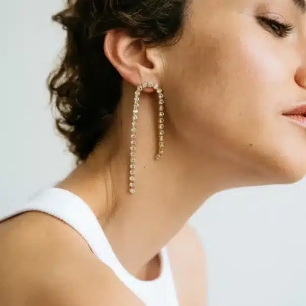 Boucles d'oreilles pendantes avec strass - Jeannette