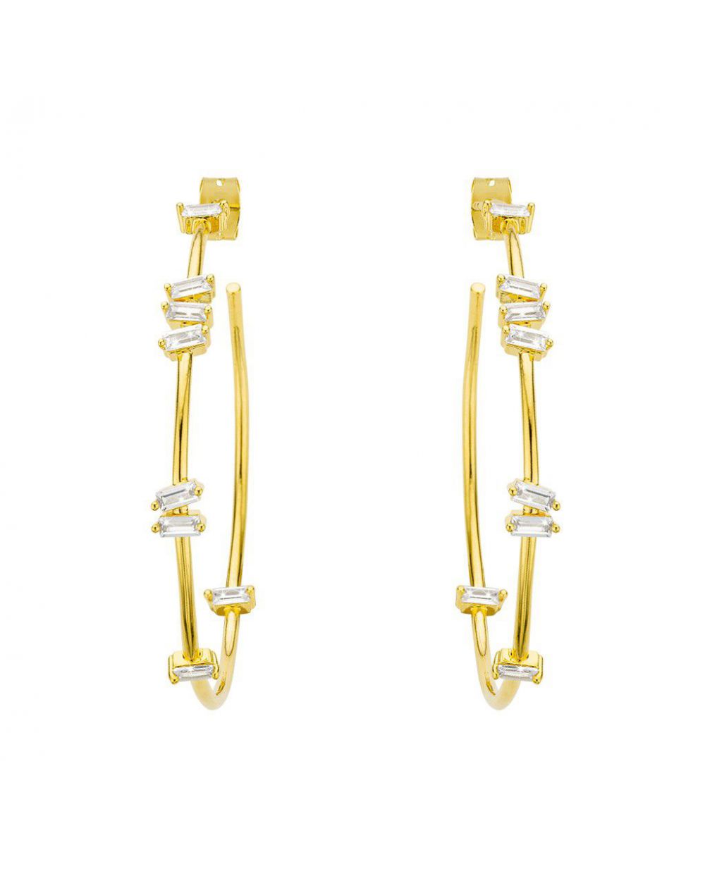 Boucles d'oreilles Baguette Hoops dorées - Mya Bay – Image 2