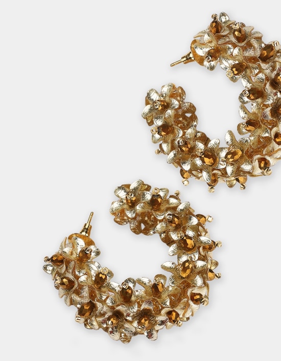 Boucles d'oreilles Créoles Flower small - Olivia Dar (plusieurs coloris) – Image 9