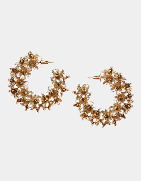 Boucles d'oreilles Créoles Flower small - Olivia Dar (plusieurs coloris) – Image 8