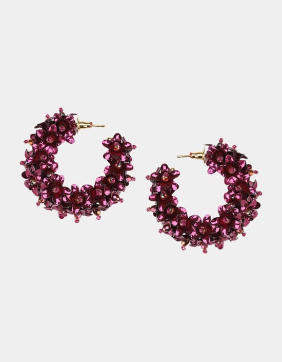 Boucles d'oreilles Créoles Flower small - Olivia Dar (plusieurs coloris) – Image 3