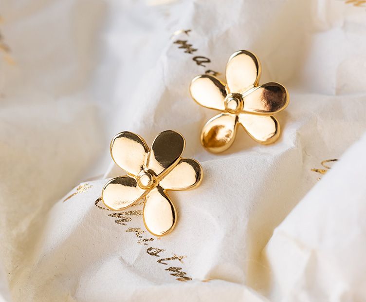 Boucles d'oreilles fleurs dorées - Chic Alors Paris