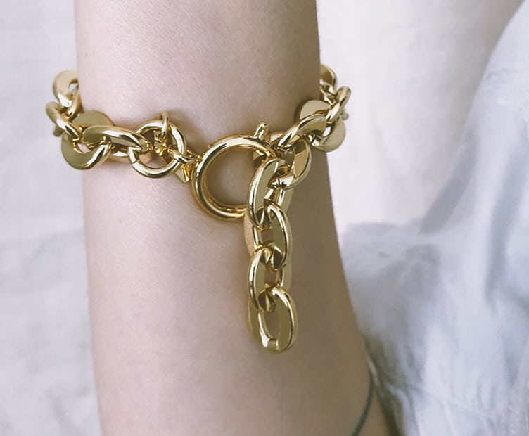 bracelet grosses mailles doré - Chic Alors Paris