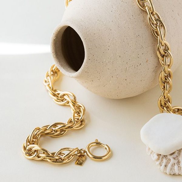 Collier doré grosses mailles - Chic Alors Paris