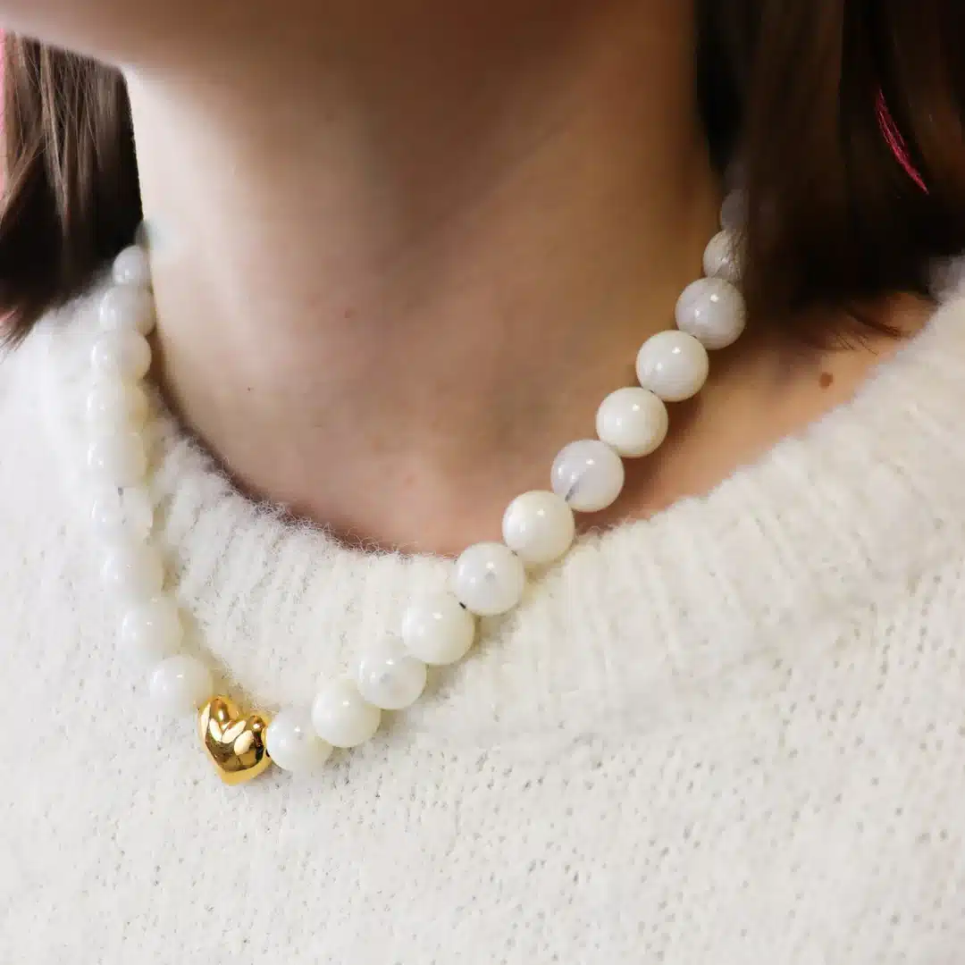 collier perles blanc - Odette