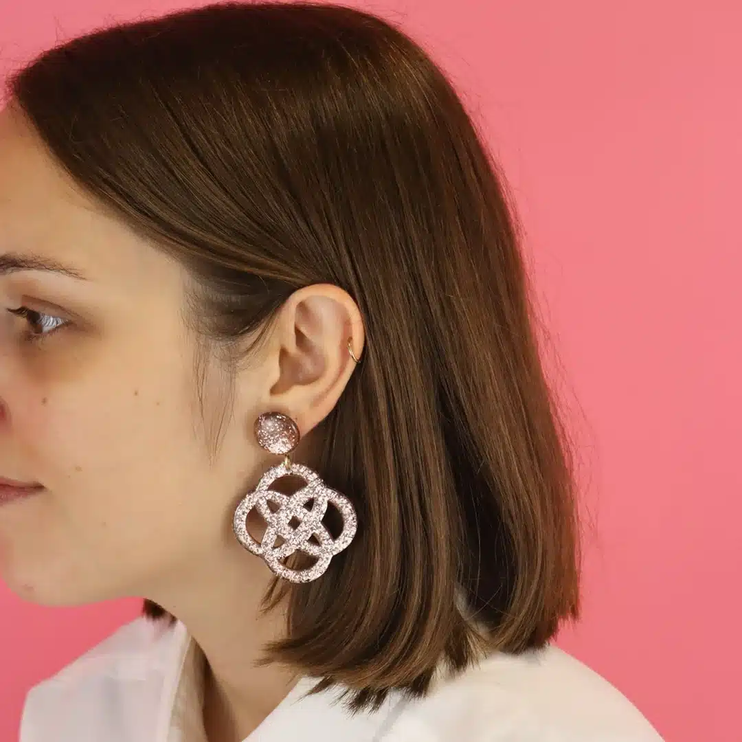Boucles d'oreilles Chiara - Champagne pailleté - Odette – Image 3