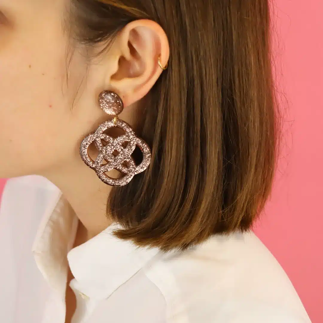 Boucles d'oreilles Chiara - Champagne pailleté - Odette – Image 4