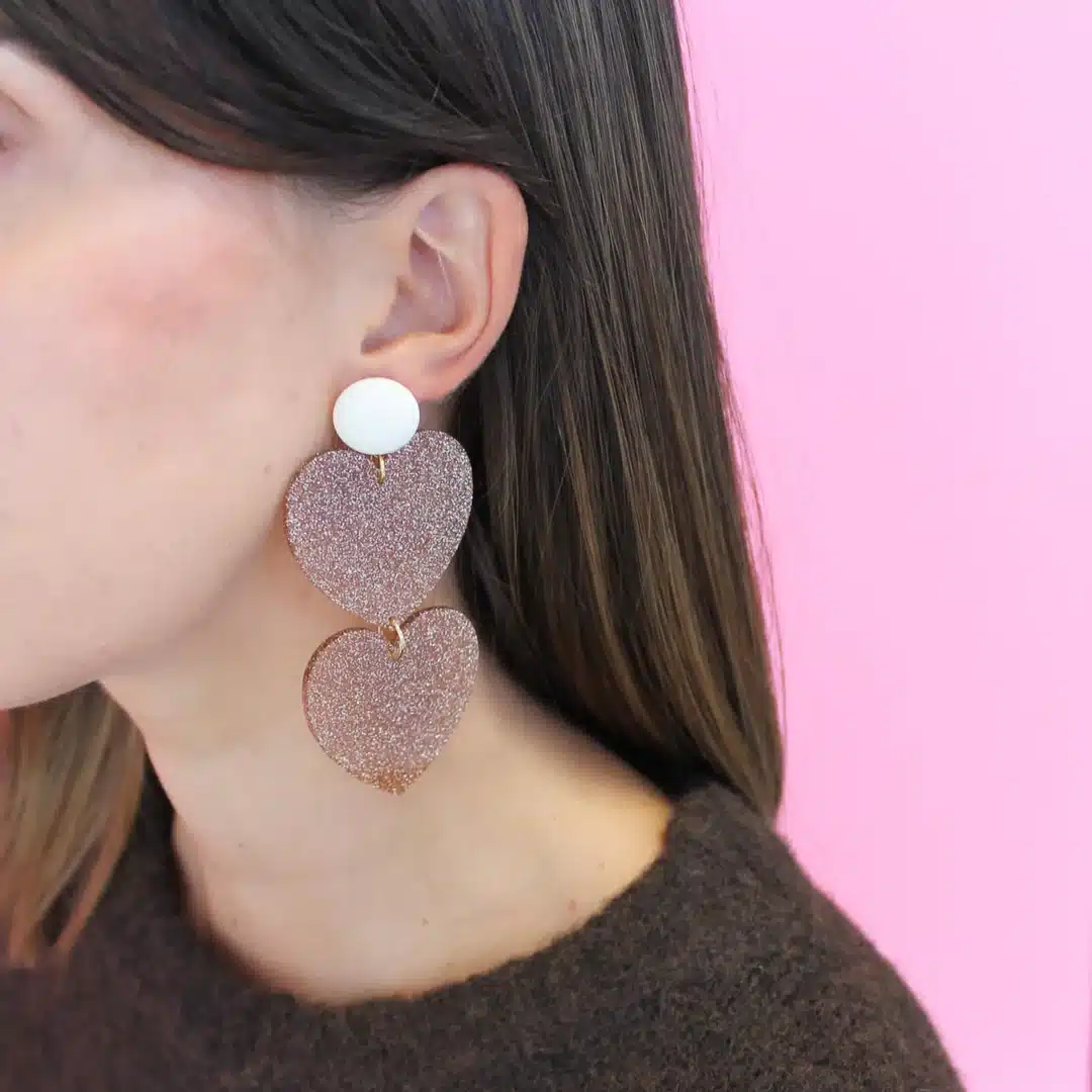Boucles d’oreilles Amour Fou - Crème et bronze pailleté - Odette – Image 2